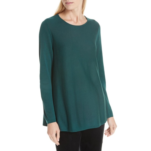 Eileen Fisher Green Tencel Lyocell Silk 
